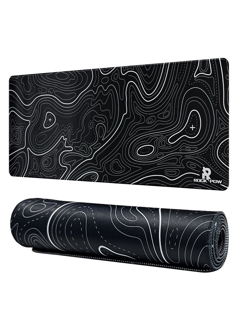 Rock Pow ROCK POW Large Gaming Mouse Pad with Anti-Slip Surface, 800x300x3mm,Thicker Rubber Base Gaming Mousepad with Stitched Edges Design for mouse and keyboard,gaming home and working office  - Image 1