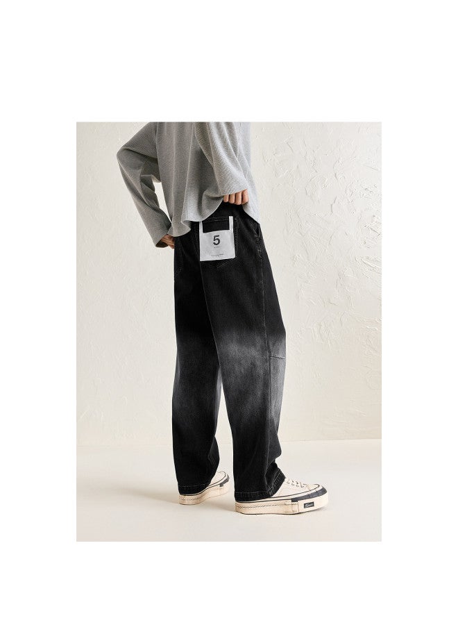 Waxbird Men's Winter Loose Straight-leg Casual Pants Gradient Color Wash Trendy Brand Men's Jeans - Image 5