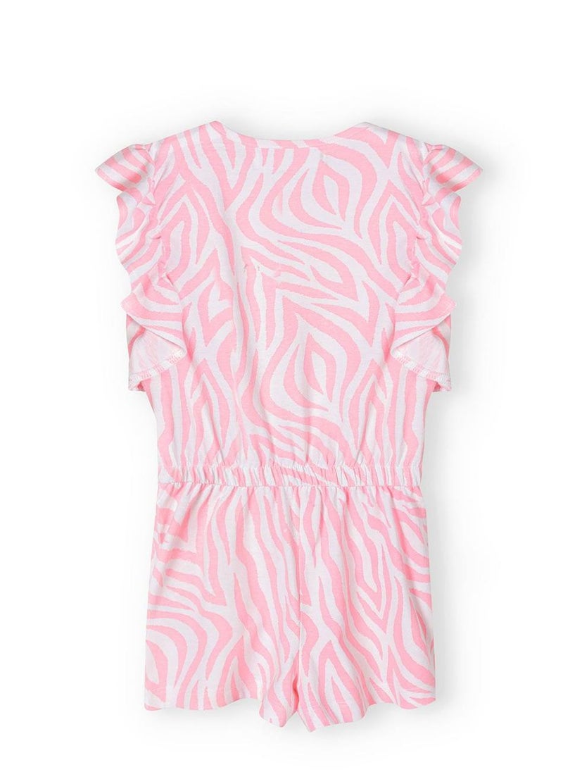 MINOTI Girls Short Sleeve Playsuit with Ruffle Trim and Elastic Waist  - Image 3