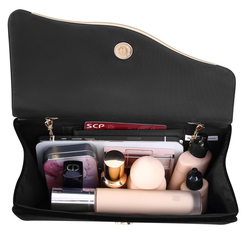 CurvChic Clutch Purses for Women Evening Bag Faux Suede Formal Party Wedding Cocktail Prom(Black) - Image 4