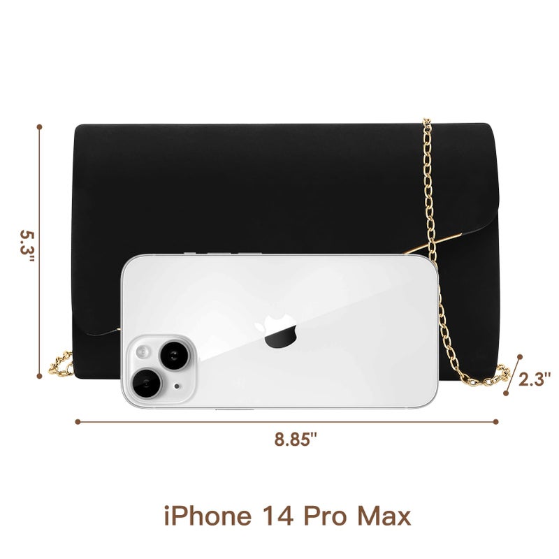 CurvChic Clutch Purses for Women Evening Bag Faux Suede Formal Party Wedding Cocktail Prom(Black) - Image 2