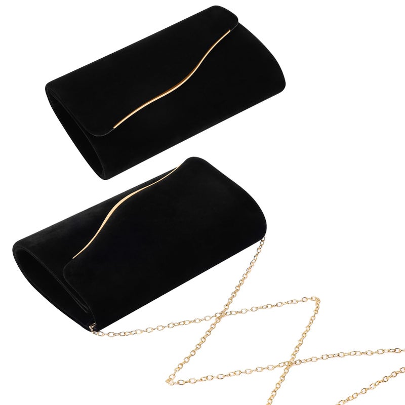 CurvChic Clutch Purses for Women Evening Bag Faux Suede Formal Party Wedding Cocktail Prom(Black) - Image 5