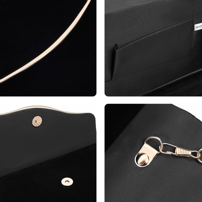 CurvChic Clutch Purses for Women Evening Bag Faux Suede Formal Party Wedding Cocktail Prom(Black) - Image 3