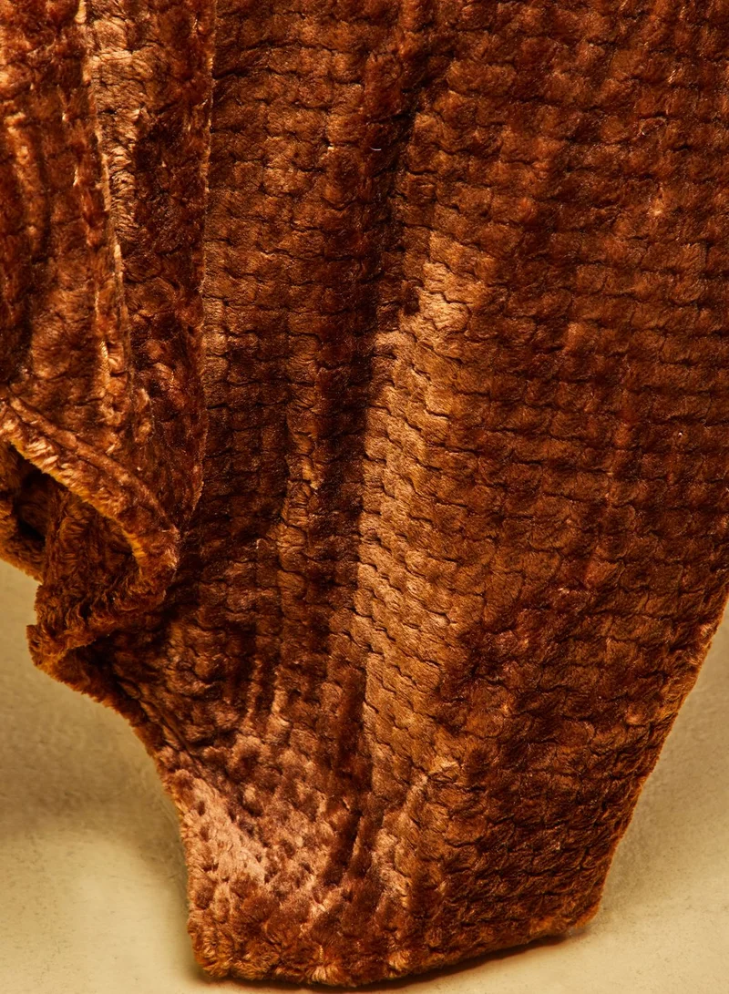 Noire Edit Burnt Orange Grid Fleece Blanket