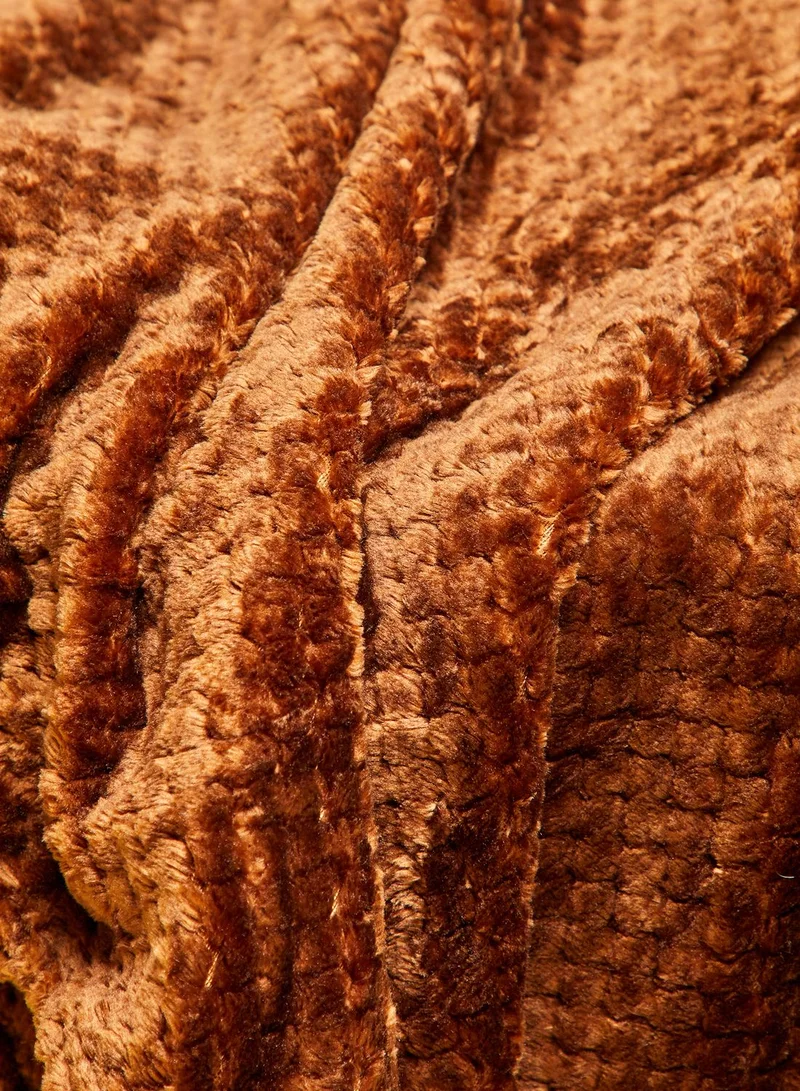 Noire Edit Burnt Orange Grid Fleece Blanket