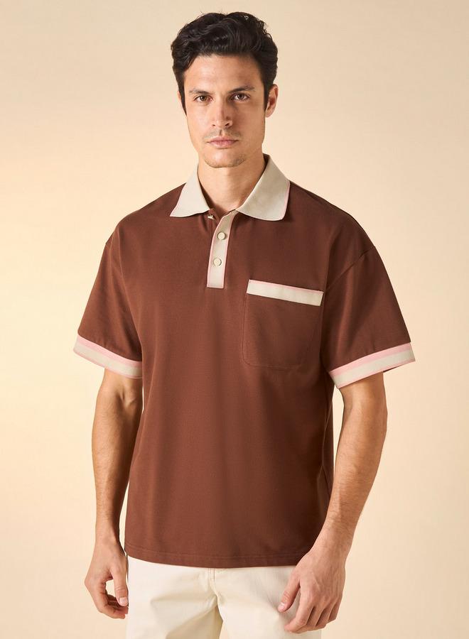 ايكونيك تيشيرت بولو بارز الملمس بتفاصيل بارزة من آيكونيك - Image 1