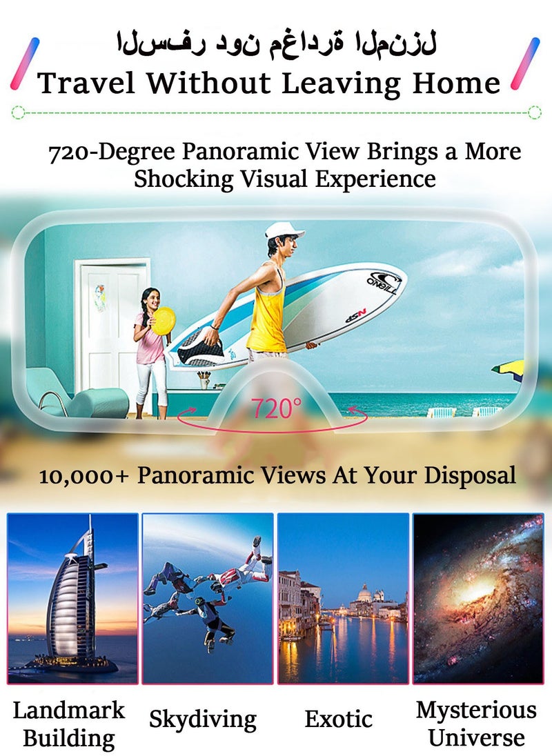 باور_لايف سماعة الواقع الافتراضي 3D VR تدعم 720°Panorama شاشة كبيرة مضادة للضوء الأزرق ومسافة حدقة العين القابلة للتعديل لمنع التعب نظارات واقية لأفلام 4K وألعاب الواقع الافتراضي  - Image 2