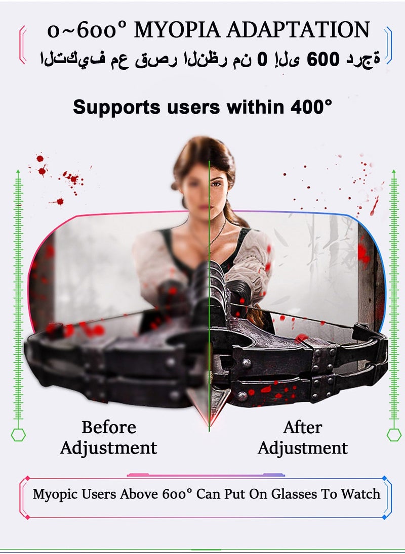 باور_لايف سماعة الواقع الافتراضي 3D VR تدعم 720°Panorama شاشة كبيرة مضادة للضوء الأزرق ومسافة حدقة العين القابلة للتعديل لمنع التعب نظارات واقية لأفلام 4K وألعاب الواقع الافتراضي  - Image 5