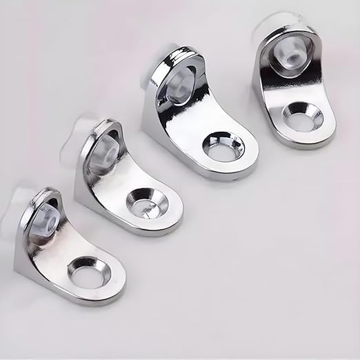 SAMEILI® SS Edge Clamp L Shape Right Angle Glass Panel Shelf Clamp Holder Stainless Steel Shelf Button Bracket Support with Suction Cup (10) - Image 1