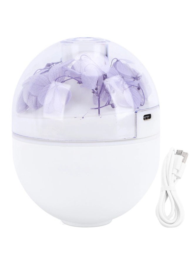 Preserved Flower USB Humidifier Mini Mist Diffuser with Warm Night Light 120ml Water Tank 2 Spray Modes Ultra Quiet Portable Air Humidifier for Bedroom Office Car Compact Aromatherapy Humidifier with Soft Glow Lighting Auto Shut Off Protection and Silent Operation for Relaxing Atmosphere and Daily Air Moisturizing - Purple - Image 1