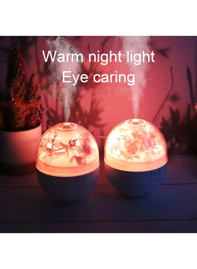 Preserved Flower USB Humidifier Mini Mist Diffuser with Warm Night Light 120ml Water Tank 2 Spray Modes Ultra Quiet Portable Air Humidifier for Bedroom Office Car Compact Aromatherapy Humidifier with Soft Glow Lighting Auto Shut Off Protection and Silent Operation for Relaxing Atmosphere and Daily Air Moisturizing - Purple - Image 2