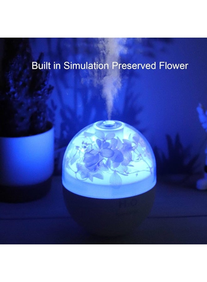 Preserved Flower USB Humidifier Mini Mist Diffuser with Warm Night Light 120ml Water Tank 2 Spray Modes Ultra Quiet Portable Air Humidifier for Bedroom Office Car Compact Aromatherapy Humidifier with Soft Glow Lighting Auto Shut Off Protection and Silent Operation for Relaxing Atmosphere and Daily Air Moisturizing - Purple - Image 3
