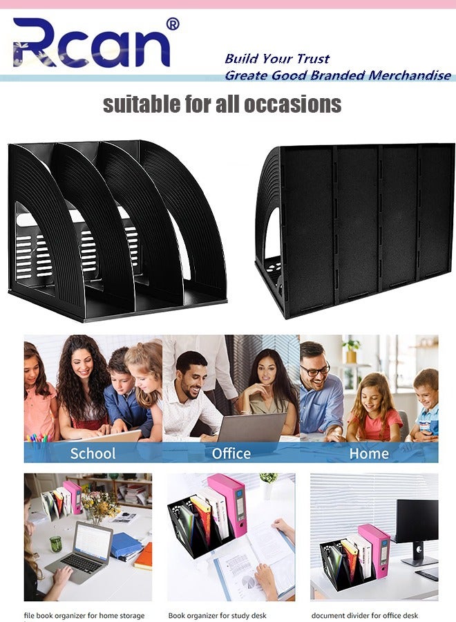 Rcan 4 Grid Plastic File Storage Rack Folded and Disassembled Thickened File Frame Data Frame Magazine Finishing Frame Multi Functional Large Capacity Desktop Storage Suitable for Office School Home - Image 4