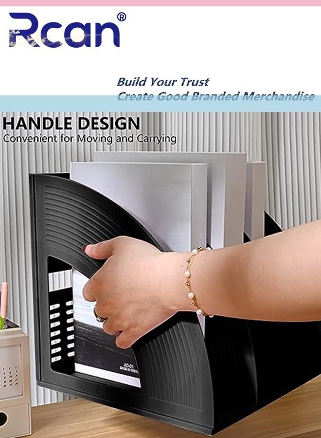 Rcan 4 Grid Plastic File Storage Rack Folded and Disassembled Thickened File Frame Data Frame Magazine Finishing Frame Multi Functional Large Capacity Desktop Storage Suitable for Office School Home - Image 2