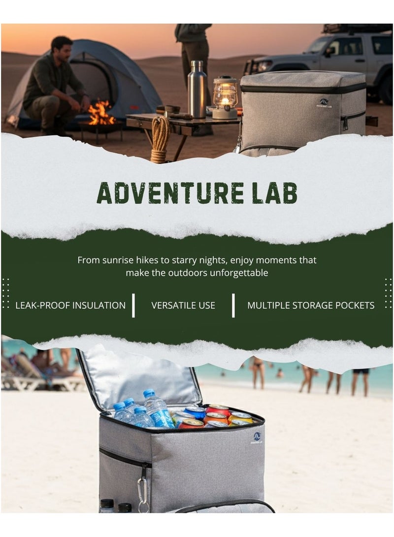 Adventure Lab Insulated Cooler Backpack 30 Cans, Leak-Proof Large Capacity Cooler Bag with Side Cup Holders, Lightweight Camping Backpack for Beach, Picnic, Hiking & Travel - Image 3