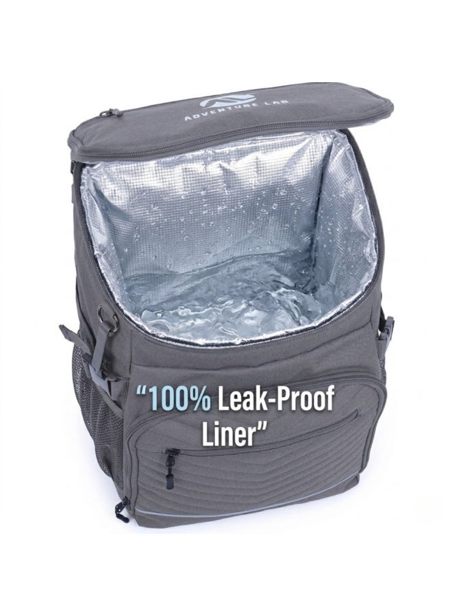 Adventure Lab Insulated Cooler Backpack 30 Cans, Leak Proof Thermal Cooler Bag with Bottle Holders, Large Lightweight Cooler Backpack for Beach, Picnic, Camping & Hiking - Image 4