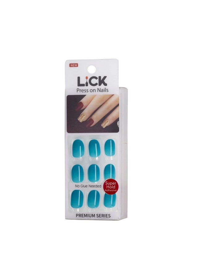 LICK Reusable False/Fake Stick On Nails Extension With Application Kit (24 Pcs, Blue Oval) - Image 2