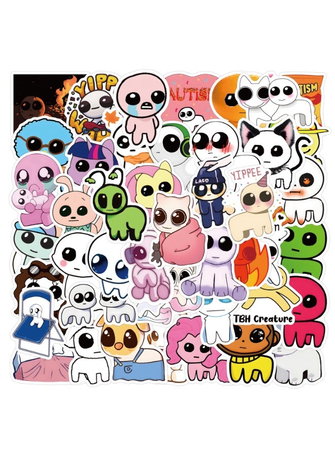 NIBEMINENT 50 Pcs TBH Autism Creature Yippies Deco Kit Waterproof Stickers, High Definition Printing Bright Colors, Suitable for Laptop Skateboard Luggage Water Bottle Guitar DIY - Image 2