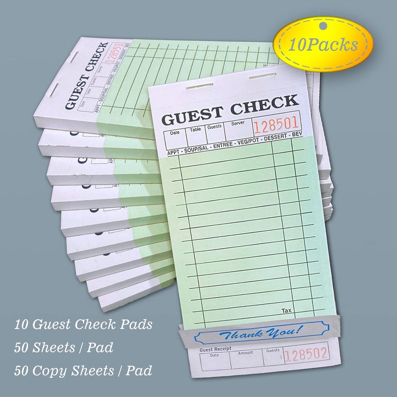 WeiLife 1-Part Guest Check Book, Green & White Carbonless Guest Check Pad (1 Part carbonless) - Image 4