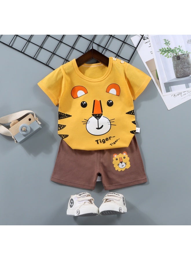 Children's Short-sleeved Suit Pure Cotton Boy's T-shirt Baby Summer Kidsren's Clothing Girl's Shorts Baby Clothes Summer Clothing