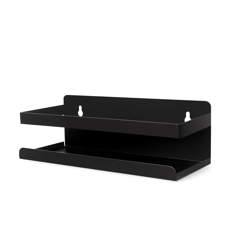Felicia Decors Felicia Decors Metal MultiPurpose Floating Wall Shelf WallMounted Storage Shelves for Home Kitchen Bathroom Bedroom or Office with Adhesive Sticker Hook Medium Black 
