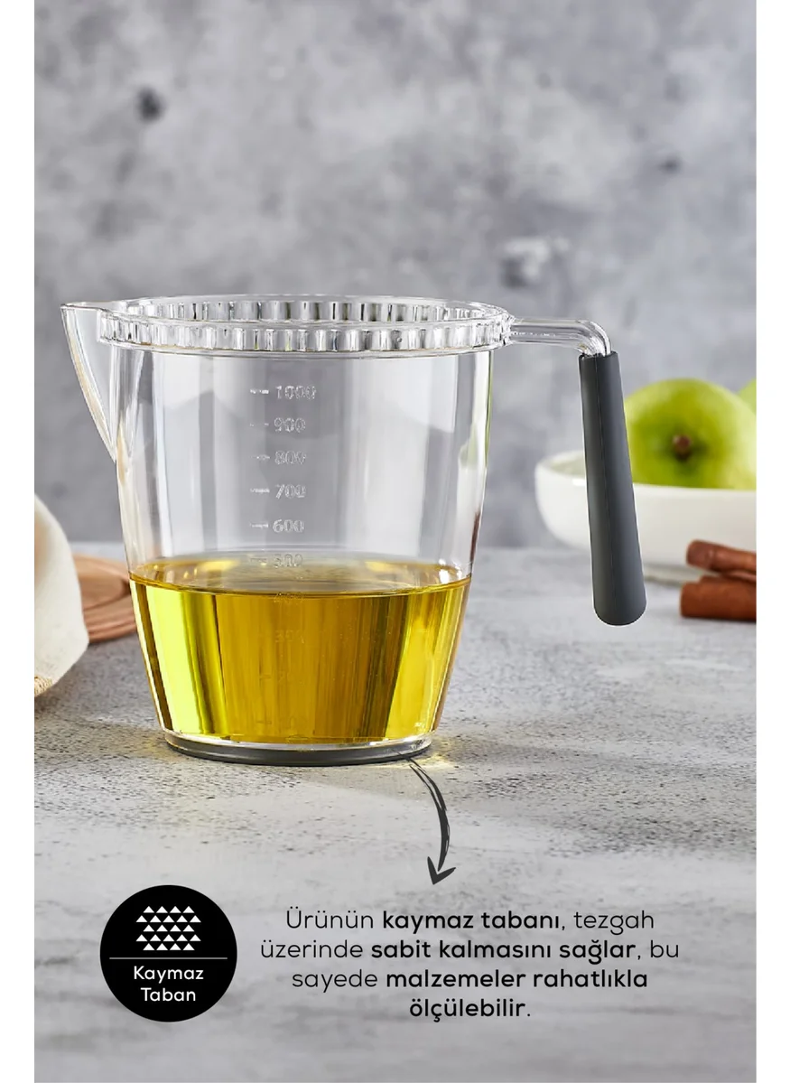 Vienev Acrylic Non-Slip Based Silicone Handle Measuring Cup 1 Liter