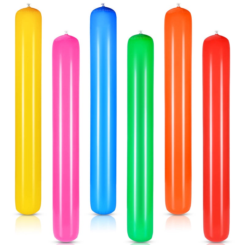 Sosation 6 Pcs Pool Inflatable Noodle 413 Inch Blow up Pool Noodle Colorful PVC Outdoor Water Activities Pool Noodles Floats for Adults Summer Swimming Pool Beach Lake Party Sports 6 Colors - Image 1