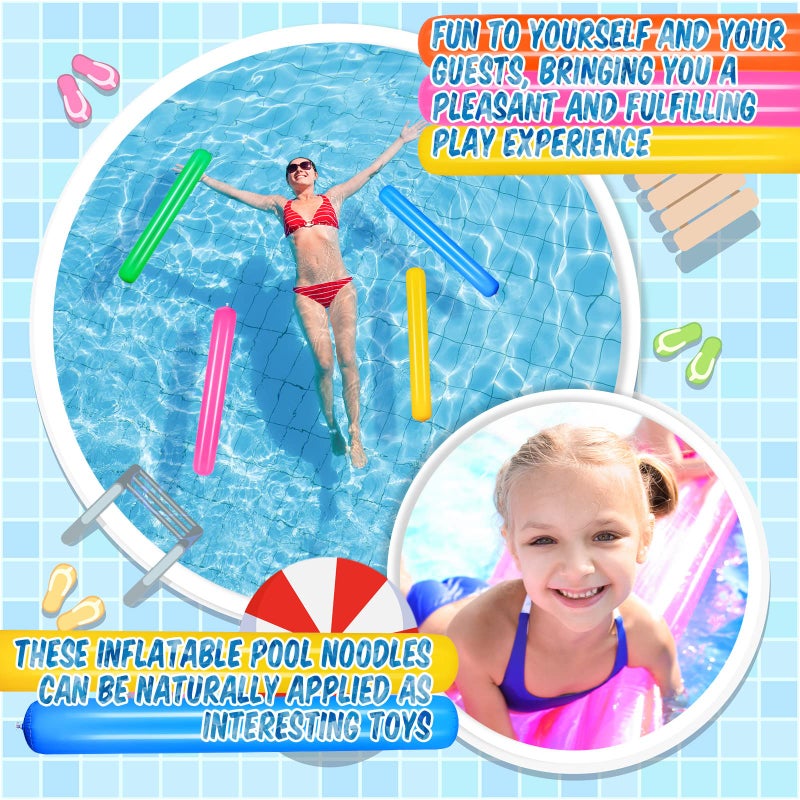 Sosation 6 Pcs Pool Inflatable Noodle 413 Inch Blow up Pool Noodle Colorful PVC Outdoor Water Activities Pool Noodles Floats for Adults Summer Swimming Pool Beach Lake Party Sports 6 Colors - Image 5