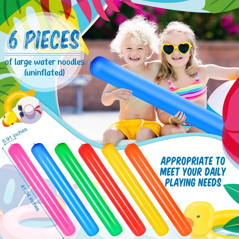 Sosation 6 Pcs Pool Inflatable Noodle 413 Inch Blow up Pool Noodle Colorful PVC Outdoor Water Activities Pool Noodles Floats for Adults Summer Swimming Pool Beach Lake Party Sports 6 Colors - Image 2