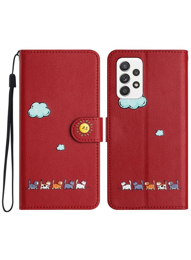 S-TOP Case For Samsung Galaxy A53 Cartoon Cats Leather Phone Case - Image 1