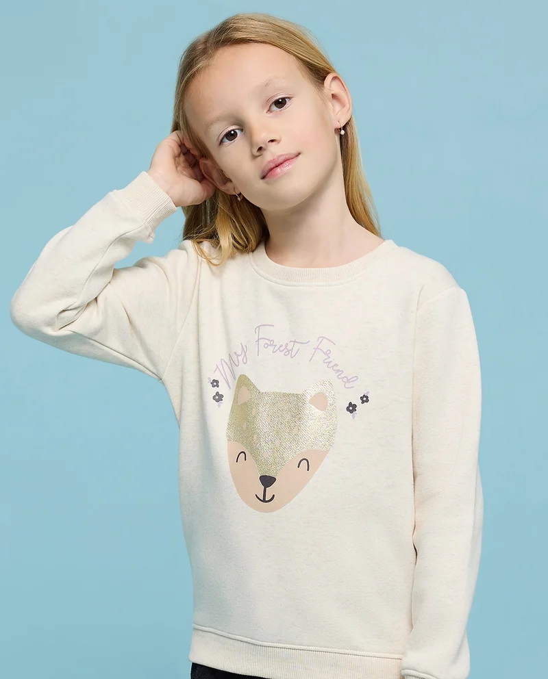 R&B Printed Sweatshirt with Crew Neck and Long Sleeves