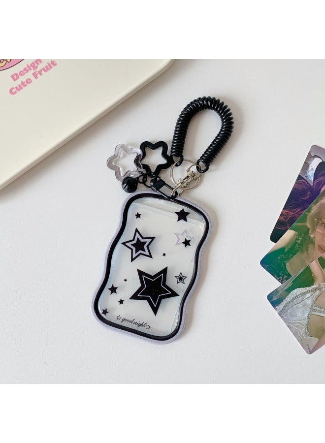 NIBEMINENT 1 - Piece Gradient Colored Stars Kpop Photo Card Holder Pendant Key Chain ID Badge Holder ID Card Holder Photo Card Protector for School ID Office ID Access Card for Women Girls - Image 1