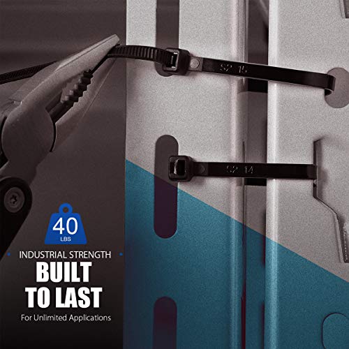 VAMRONE UL Listed Heavy Duty Cable Zip Ties 6 Inch, 500Pcs Industrial Nylon Durable Self-locking Wire Tie Wraps with 40 lbs Tensile Strength, UV & Heat Resistant - Black - Image 3