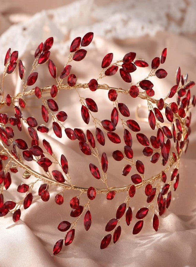 Sither Crystal Headband for Women and Girls Bridal Large Headband for Wedding Party Boho White Headband Hair Accessories Headpiece for Bride for Halloween Prom Gift (red) - Image 3