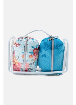 Vera New York Women 3 Pieces Floral Print Cosmetic Makeup Bag, Multicolor  - Image 2