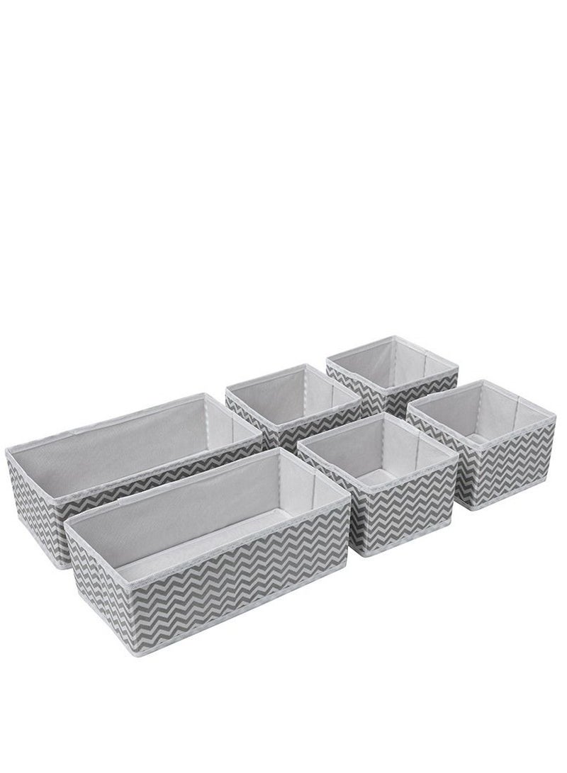 Arabest Set of 6 Fabric Dresser Drawers Closet Organiser Organiser for Lingerie Socks Clothes Wallet Scarf(Grey)  - Image 1