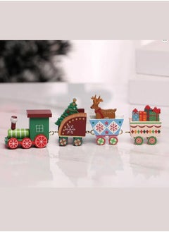 Generic Wooden Train Tree Ornament Colorful Decor with Snowflake, Snowman, Reindeer, Wooden houses, Kids Toy Gift Holiday Party Decorations Multicolor  - Image 3