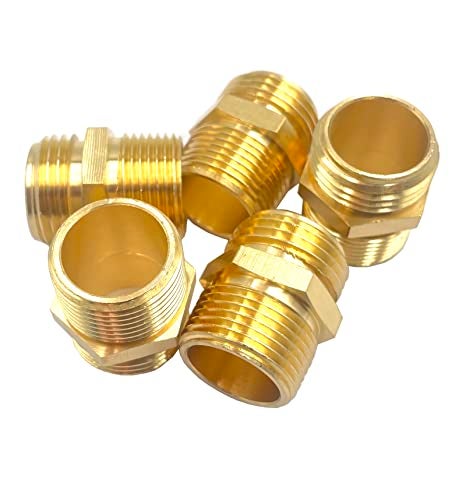 Bumugufu 5 Pcs 3/4”GHT Male X 3/4”NPT Male Solid Brass Garden Hose Fittings Connectors Adapter,GHT To NPT Adapter Pipe Brass Fitting Connect - Image 3