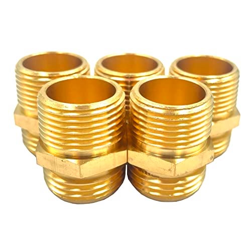 Bumugufu 5 Pcs 3/4”GHT Male X 3/4”NPT Male Solid Brass Garden Hose Fittings Connectors Adapter,GHT To NPT Adapter Pipe Brass Fitting Connect - Image 5
