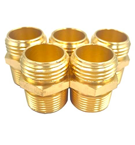 Bumugufu 5 Pcs 3/4”GHT Male X 3/4”NPT Male Solid Brass Garden Hose Fittings Connectors Adapter,GHT To NPT Adapter Pipe Brass Fitting Connect - Image 4