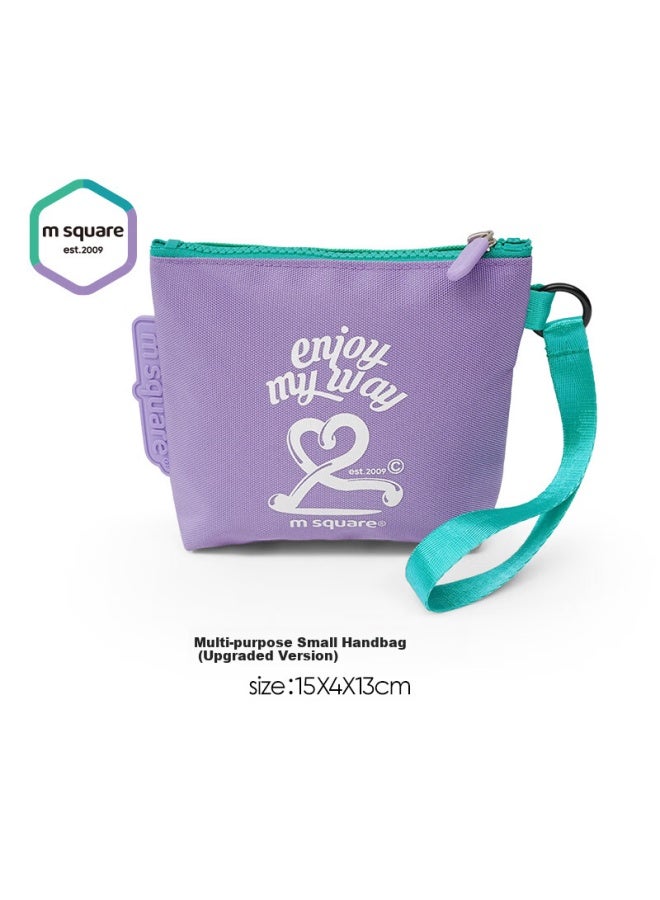 M Square Handheld Coin Purse Small Clutch Storage Bag Mini Makeup Bag Sanitary Napkin Pouch Small Square Bag Portable Lavender Purple - Image 3