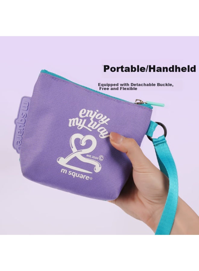 M Square Handheld Coin Purse Small Clutch Storage Bag Mini Makeup Bag Sanitary Napkin Pouch Small Square Bag Portable Lavender Purple - Image 1