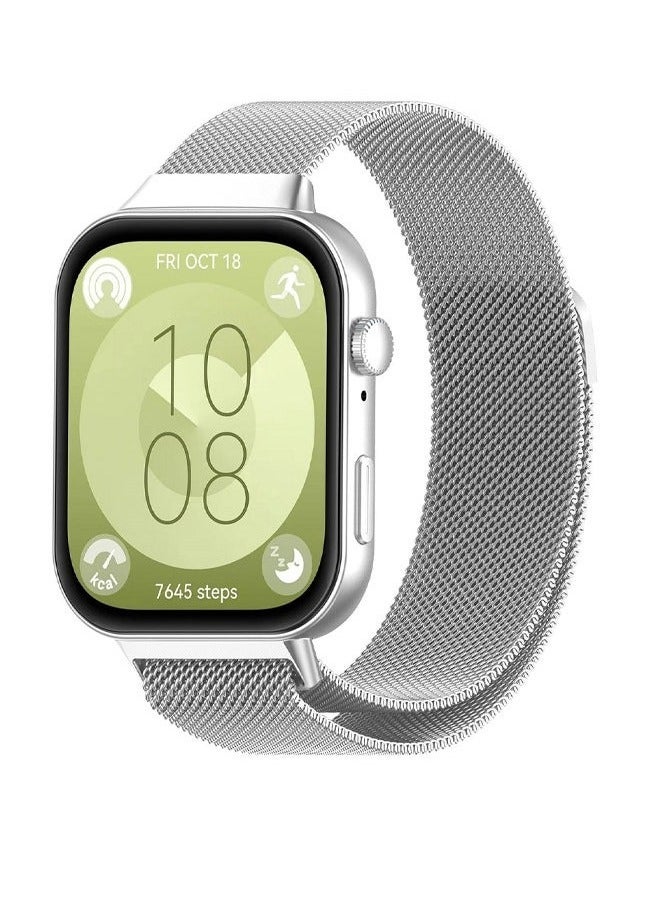 Suitable for Huawei Watch Fit 3 metal Milanese Magnetic Loop Watch Strap - Image 1