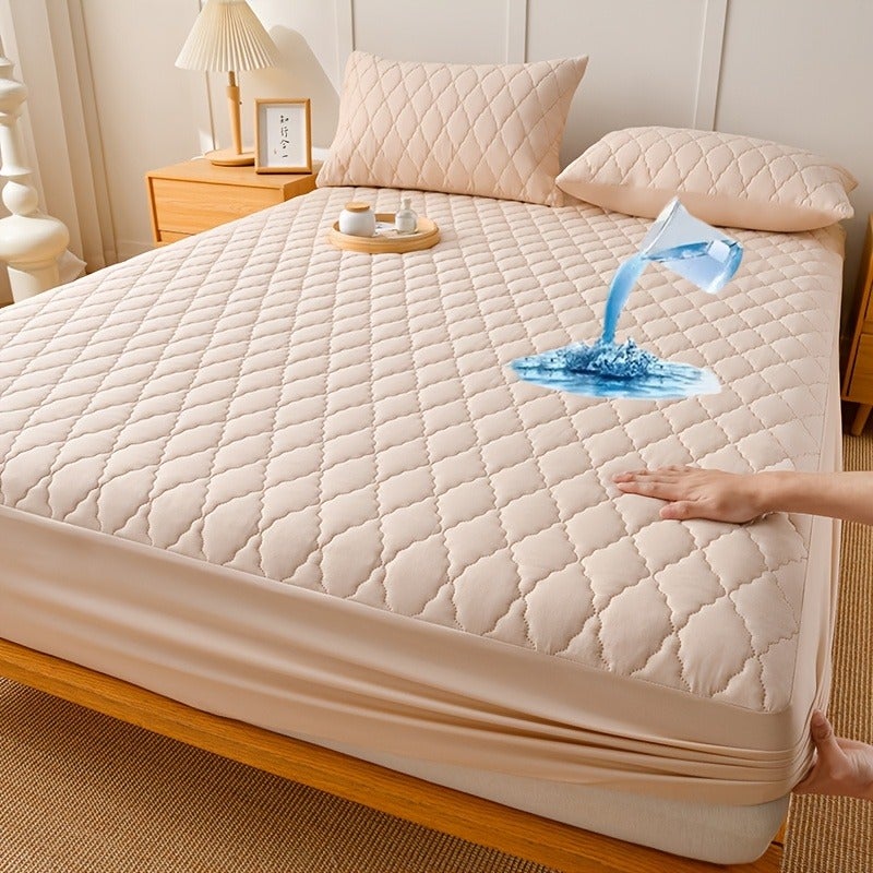 1pc Luxury Waterproof Bed Mattress Protector - Layered Fitted Bed Sheet Cover, Quilted Bedspread Suitable for Single/Double Beds, Machine Washable, Mattress for, Hotel, Dorm - Bed Cover Only (No Pillowcase) - Image 3