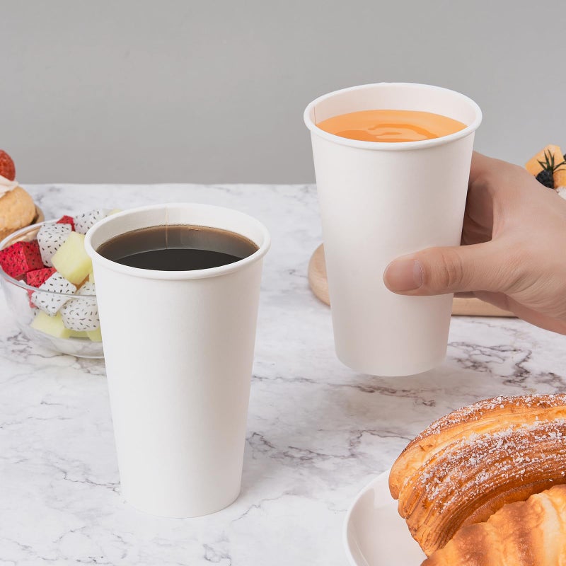 METAPRINT 200 Pack 16 oz Disposable Coffee Cups, Sturdy Paper Cups for Hot/Cold Drinks, Leak-Proof White Hot Cups used for Party, Home, CafÃ©, Events, Office - Image 3