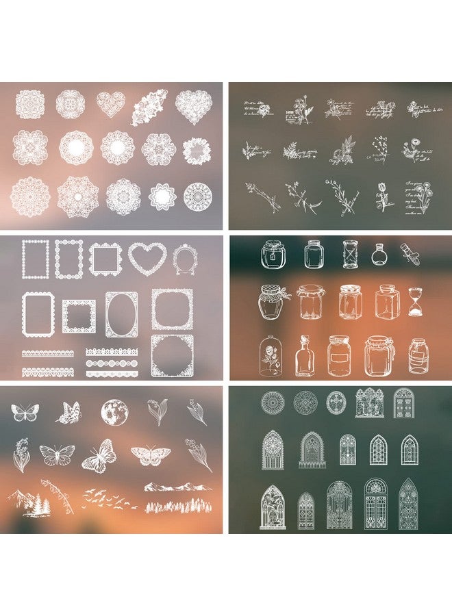 MUMULULU 180 Pcs Transparent Lace Stickers Pet Transparent Photo Frame Decorative Stickers For Scrapbooking Diy Decoration Making Notebook Frame Album Handmade