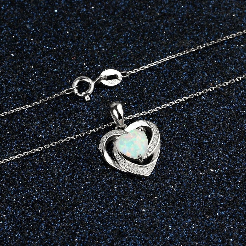 L A M H U B F O N G / Lin He Fang Elegant S925 Silver Pendant Necklace with Heart-Shaped Opal - Stylish and Minimalist - Image 4