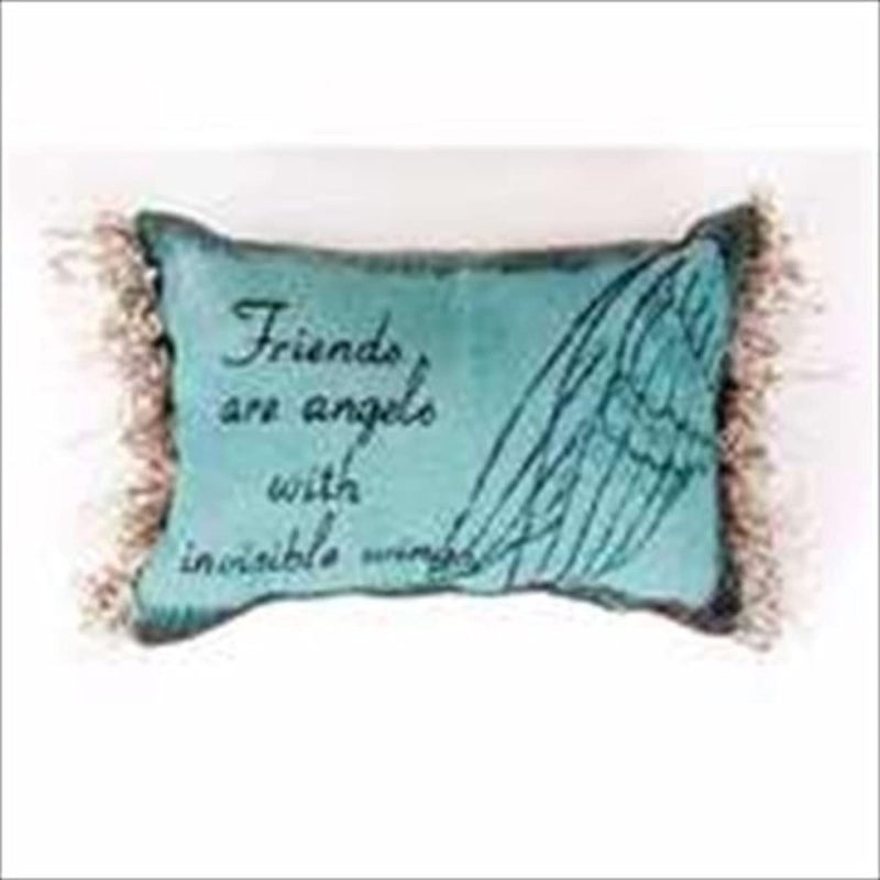 Manual 125 x 85Inch Decorative Embroidered Word Pillow with Fringe Friends are Angels
