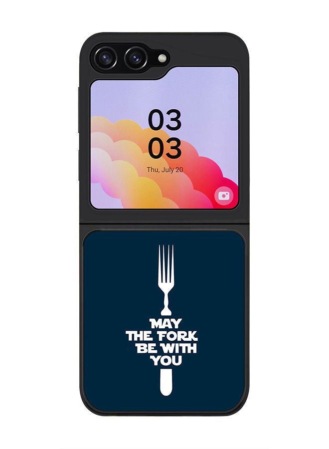 Stylizedd Rugged Black edge case for Samsung Galaxy Z Flip5, Slim fit Soft Case Flexible Rubber Edges Anti Drop TPU Gel Thin Cover -  May the fork - Image 1