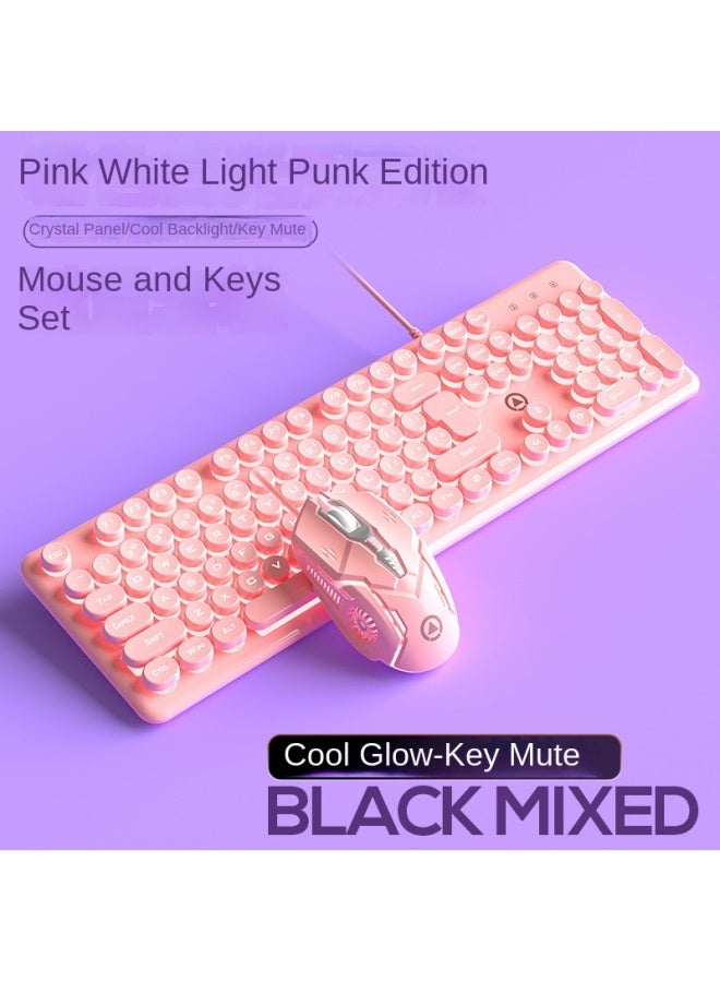 V7 Crystal Mechanical Feel Gaming Wired Keyboard Round Punk Keycaps Backlit - Image 2
